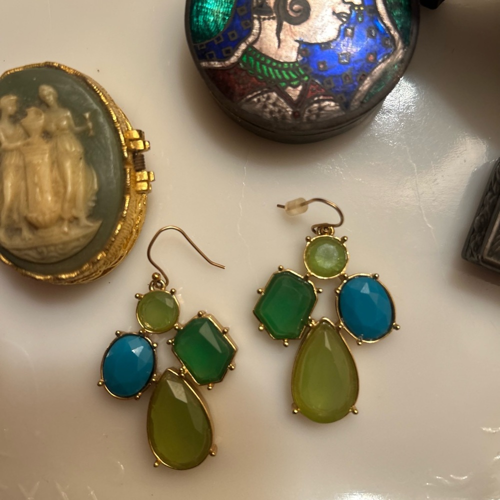 Kate Spade Gold and Green Statement Earrings